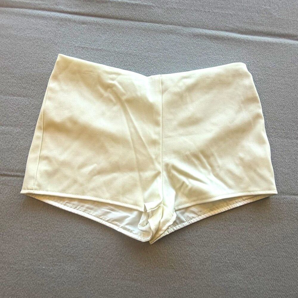 Missguided White Woven Shorts High Rise Zip Back Stretch Women's Size XS